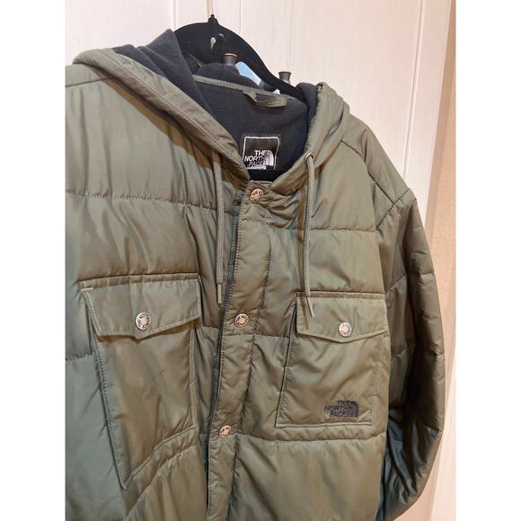 The North Face Meeks Jacket Men’s Large Army Green Puffer Fleece Lining Pockets - Picture 2 of 5